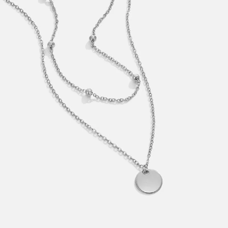 Best necklaces and pendants with floral designs for a feminine and elegant feel-Layered Disc Necklace Silver