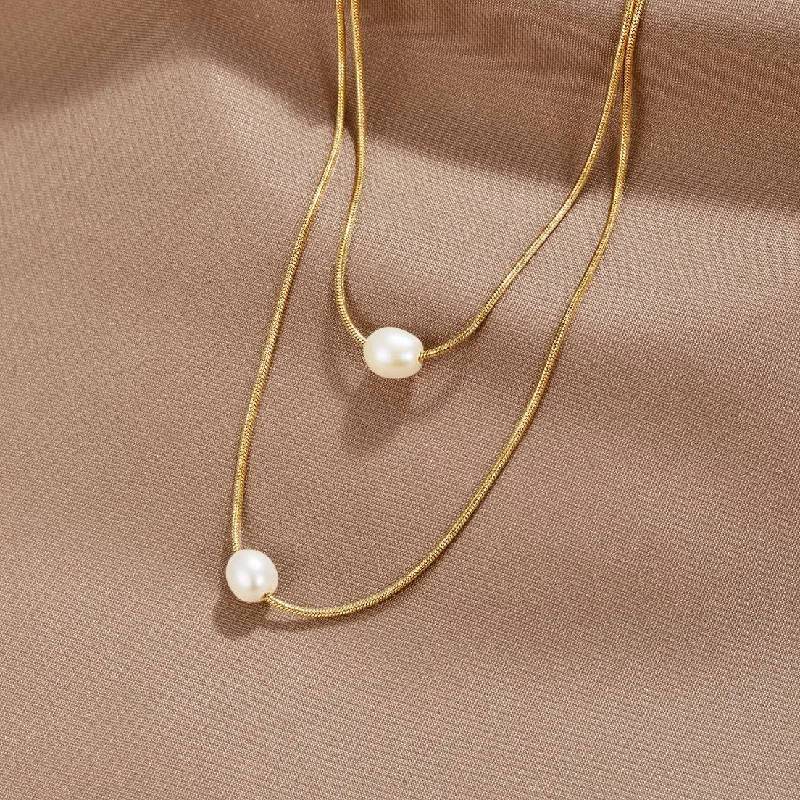 Elegant necklaces and pendants with infinity symbols for timeless designs-Layered Freshwater Pearl Necklace