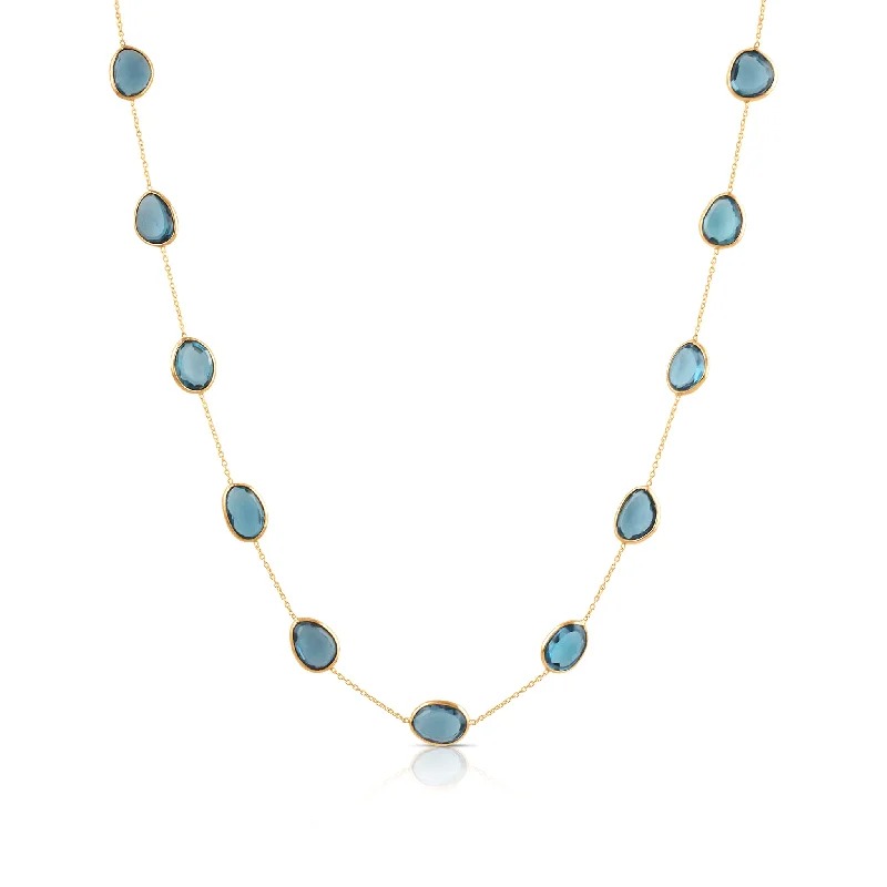 Beautiful necklaces and pendants with tree branch motifs for a nature-inspired design-London Blue Topaz U/S Necklace In 18K Yellow Gold