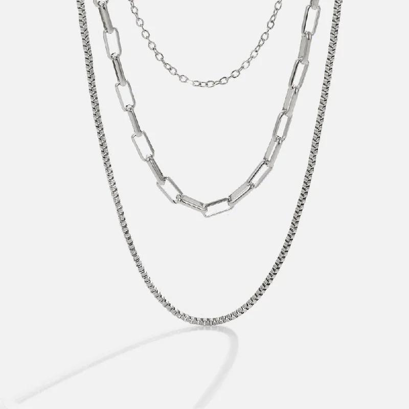 Stunning necklaces and pendants with aquamarine stones for a serene effect-Miela Layered Chain Necklace