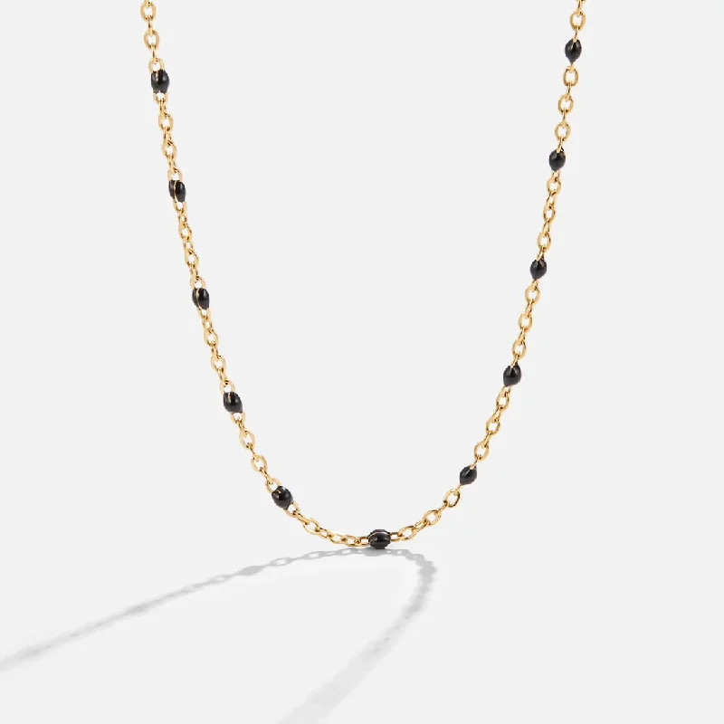 Stylish necklaces and pendants with diamonds for a glamorous and elegant look-Mila Black Bead Necklace