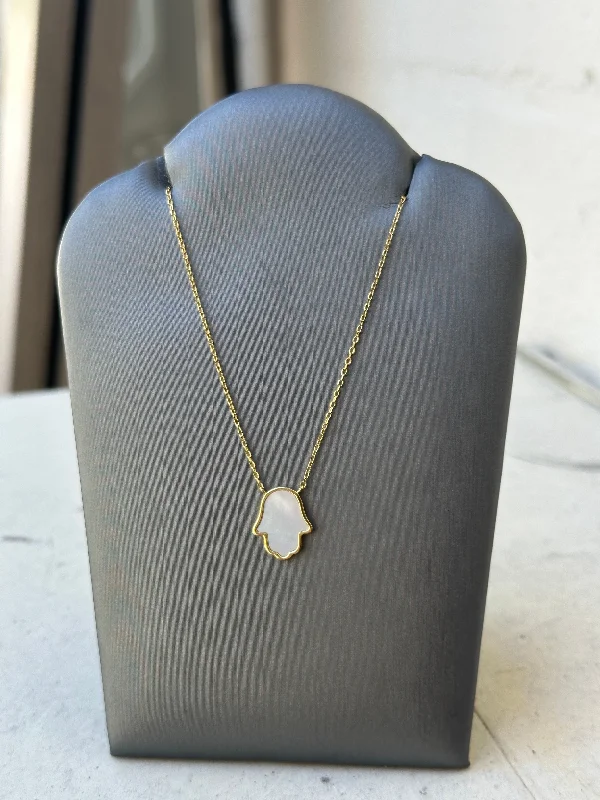 Best necklaces and pendants for everyday wear with minimalist designs-Mother of Pearl Hamsa Necklace