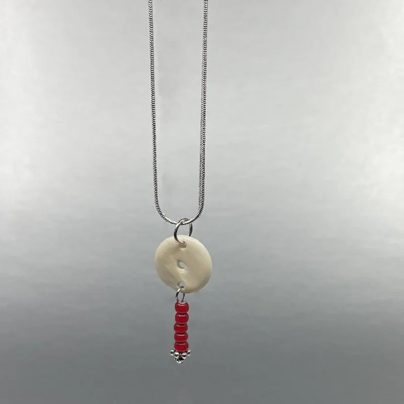 Beautiful necklaces and pendants with layered chains for a fashionable, chic look-Necklace - J. Hopkins; White Heart, Bone