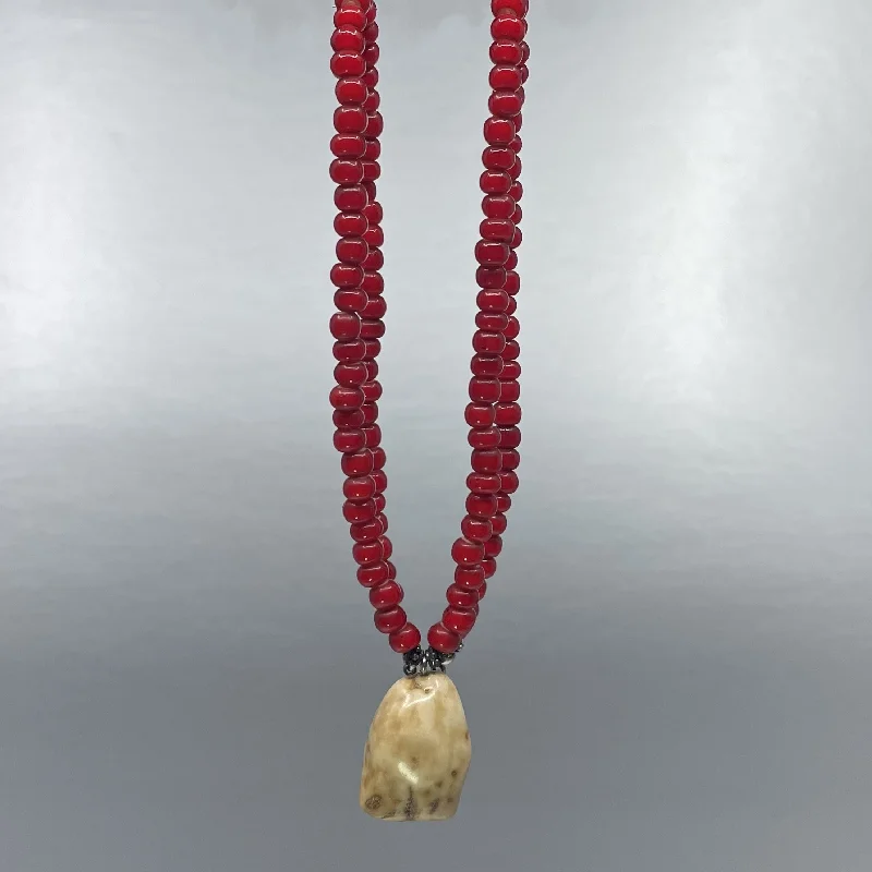 Best necklaces and pendants with heart-shaped lockets for a sentimental keepsake-Necklace - J. Hopkins; White Heart, Fossilized Walrus Ivory Tooth