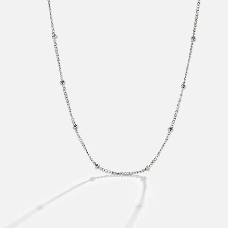 Necklaces and pendants with clear quartz for a pure and radiant look-Niyah Bead Silver Chain Necklace