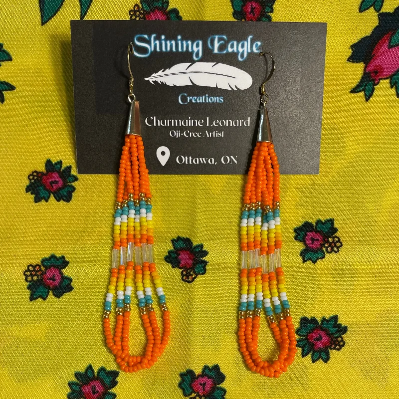 Drop Earrings with Knot Designs -Orange & Turquoise Ombre Dangle Earrings