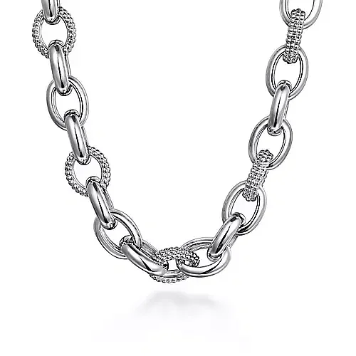 Best necklaces and pendants with intertwined designs for a symbol of unity-Oval Link Chain Necklace in Sterling Silver