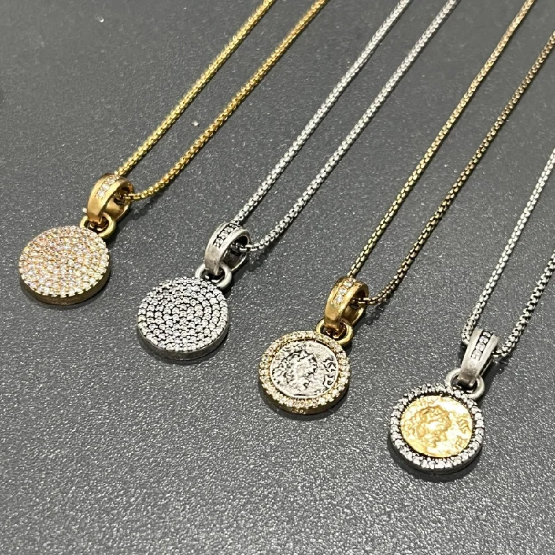 Trendy necklaces and pendants with geometric shapes for a modern aesthetic-Pavè Disc Necklace