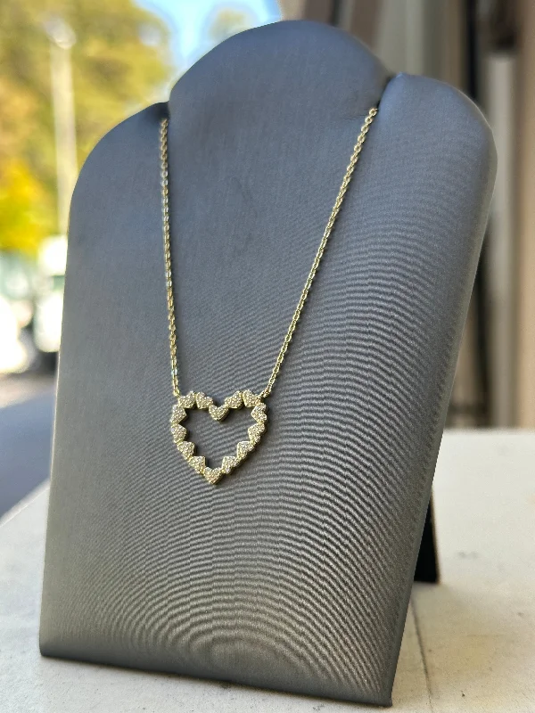 Necklaces and pendants with geometric pendants for a clean, contemporary design-Pavè Open Heart Necklace