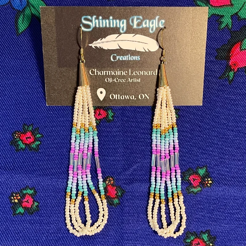 Drop Earrings with Wave Designs -Pearl & Turquoise/Purple Ombre Dangle Earrings