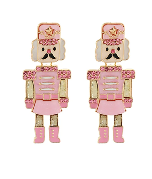 Drop Earrings with Infinity Symbols -Pink Nutcracker Earrings