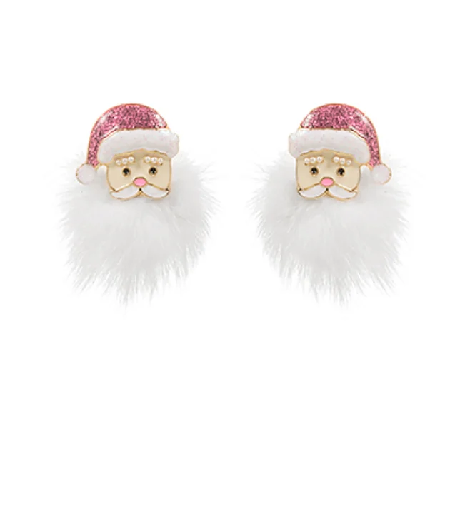 Drop Earrings with Wave Designs -Pink Santa Earrings