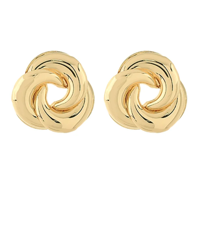 Floral Drop Earrings with Petals -Puff Knot Gold Earrings