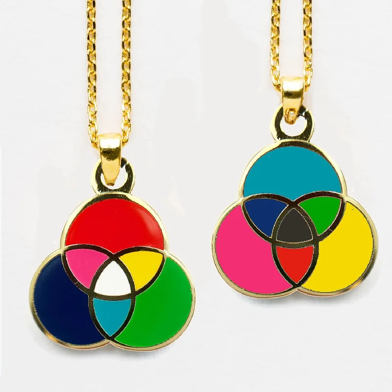 Fashionable necklaces and pendants with birthstones for a personalized gift idea-RGB CMYK Color Wheel - Double Sided Pendant