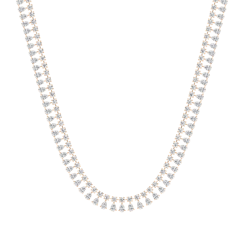 Trendy necklaces and pendants with statement pieces for a bold fashion statement-Round and Pear Diamond Eternity Necklace