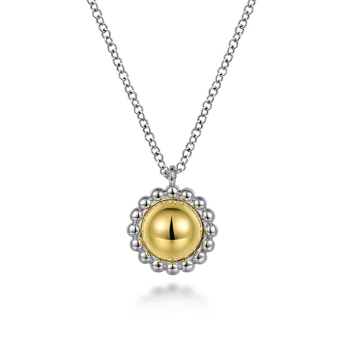 Beautiful necklaces and pendants with geometric shapes for a modern, artistic design-Round Fashion Pendant in 14K Yellow Gold & Sterling Silver