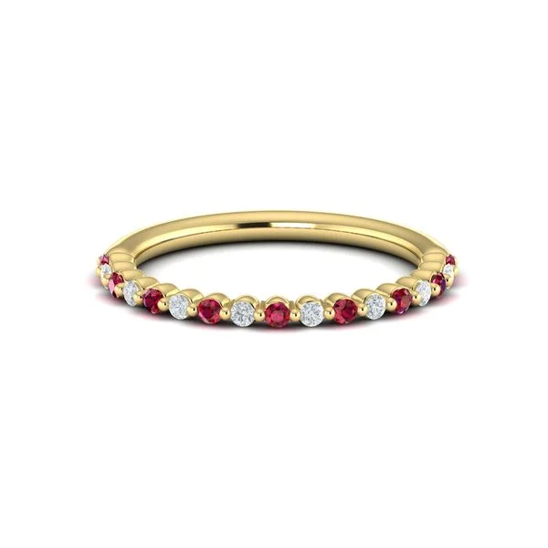 Beautiful necklaces and pendants with diamond halo settings for extra brilliance-Ruby & Diamond Band in 14K Yellow Gold