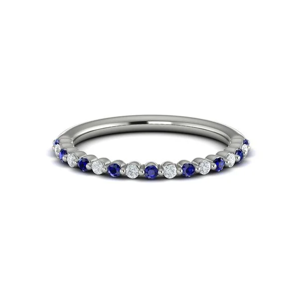 Elegant necklaces and pendants with gold chains for a chic, timeless appearance-Sapphire & Diamond Band in 14K White Gold