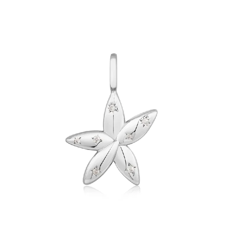 Elegant necklaces and pendants with gold chains for a chic, timeless appearance-Silver Sparkle Flower Charm