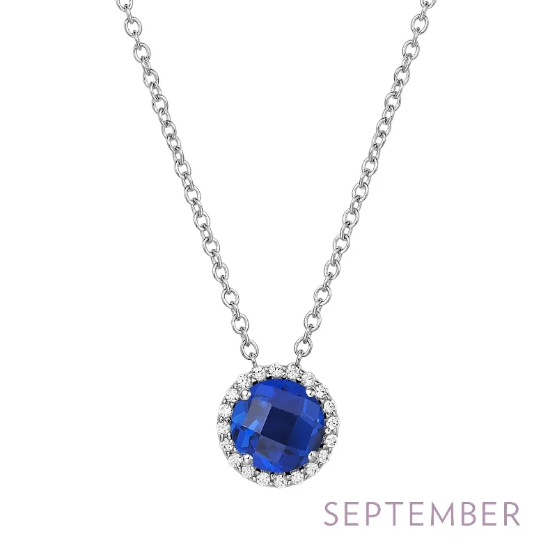 Best necklaces and pendants with sterling silver for an affordable yet stylish choice-Lab Sapphire Birthstone Necklace in Sterling Silver