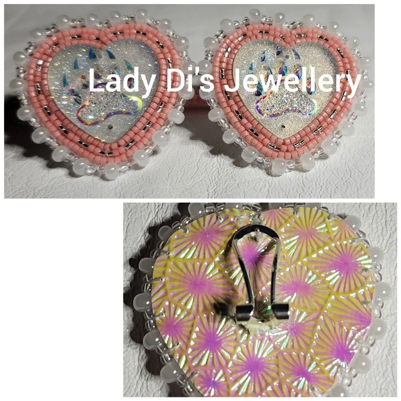 Drop Earrings for Party Look -Small Heart Earrings - Pink