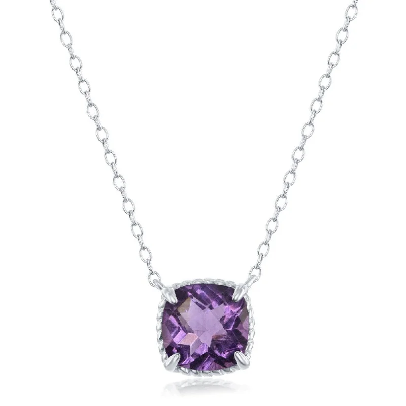 Best necklaces and pendants with vintage coin pendants for a unique accessory-Sterling silver Square Amethyst Necklace