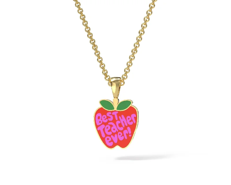 Layered necklaces and pendants for a trendy and fashionable stacked look-Teacher Apple Pendant