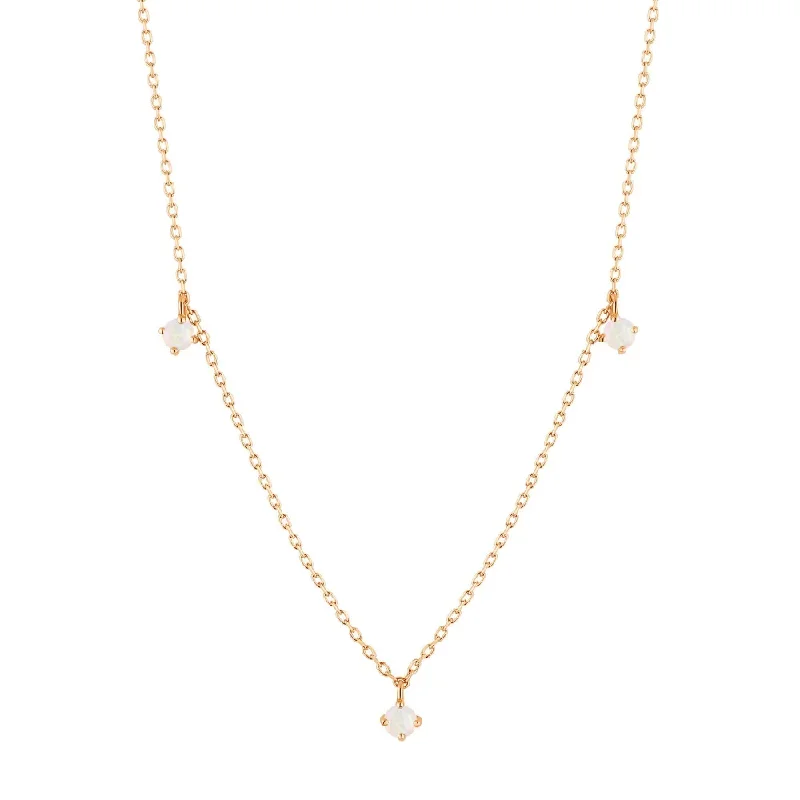 Best necklaces and pendants with butterfly pendants for a delicate, light style-Triple Opal Necklace in 14K Yellow Gold