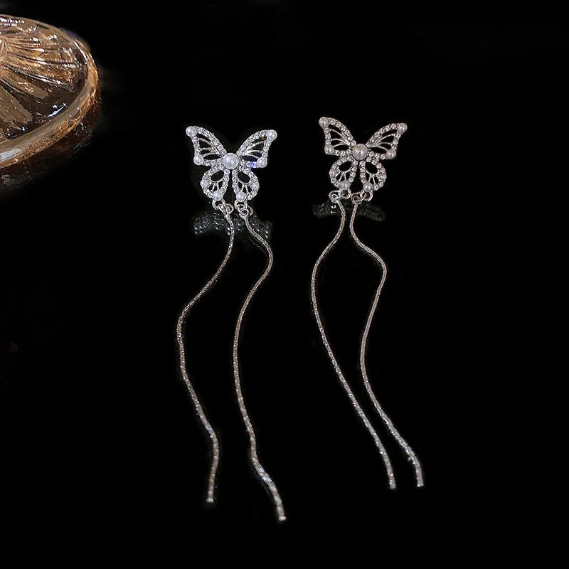 Animal Print Drop Earrings for Fun -Wholesale 925 Silver Needle Butterfly Alloy Earrings