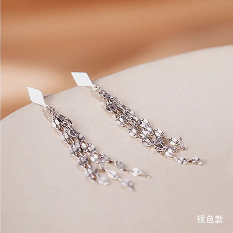 Wholesale 925 Sterling Silver Diamond Tassel Earrings