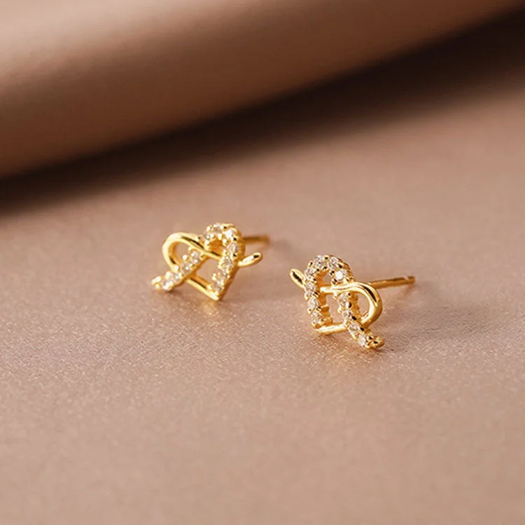 Waterproof Drop Earrings for Outdoor -Wholesale 925 Sterling Silver Heart-shaped Zircon Earrings