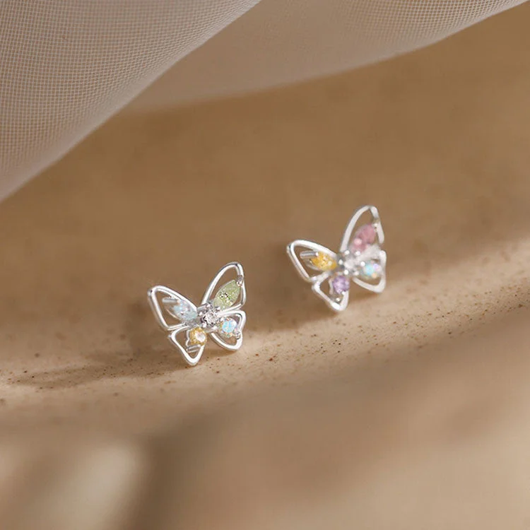 Drop Earrings for Anniversary -Wholesale 925 Sterling Silver Zircon Butterfly Earrings