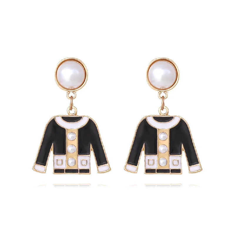 Drop Earrings with Abstract Designs -Wholesale Alloy Inlaid Imitation Pearl Clothing Earrings