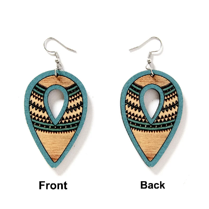 Drop Earrings with Star Motifs -Wholesale Aztec Western Wind Wooden Earrings