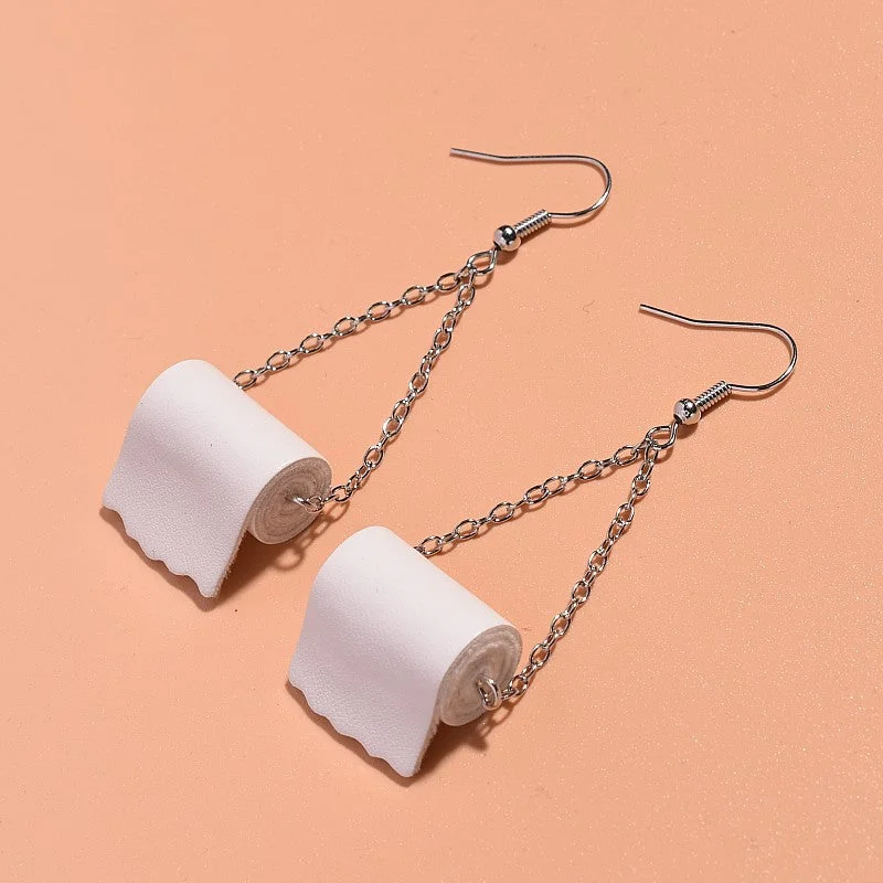 Drop Earrings for Engagement Party -Wholesale Creative and Interesting Simulated Toilet Paper Earrings