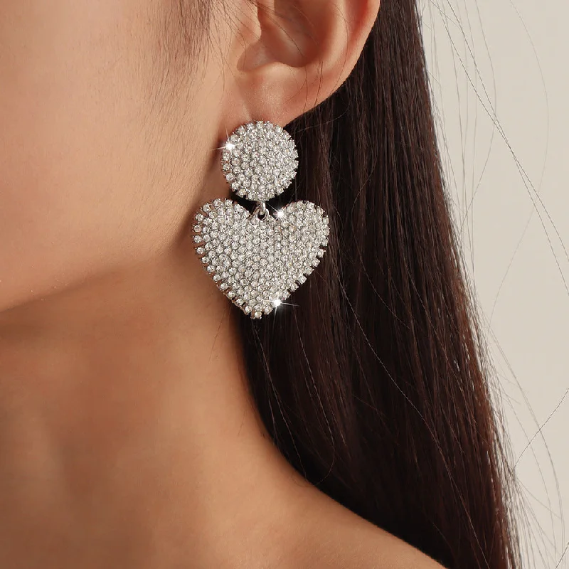 Lead Free Drop Earrings for Health -Wholesale Diamond Love Alloy Earrings