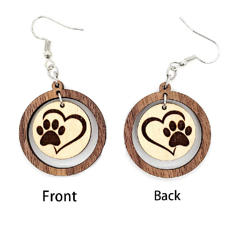 Drop Earrings with Symbolic Elements -Wholesale Dog Claw Wooden Earrings