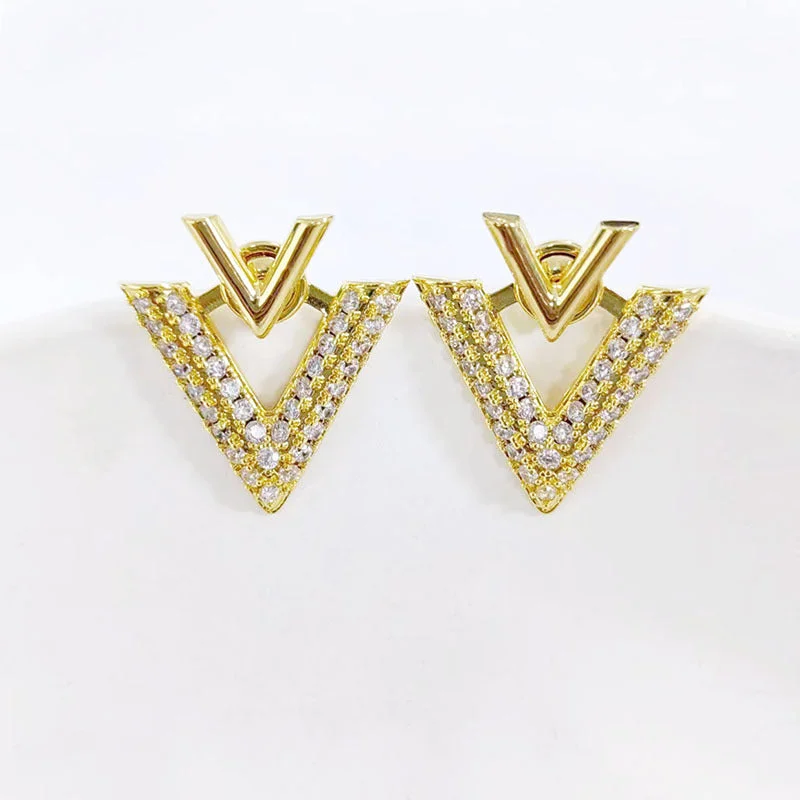 Drop Earrings for Festival Style -Wholesale Fashion Commuting Geometric Inverted Triangle Copper Inlaid Zircon Earrings