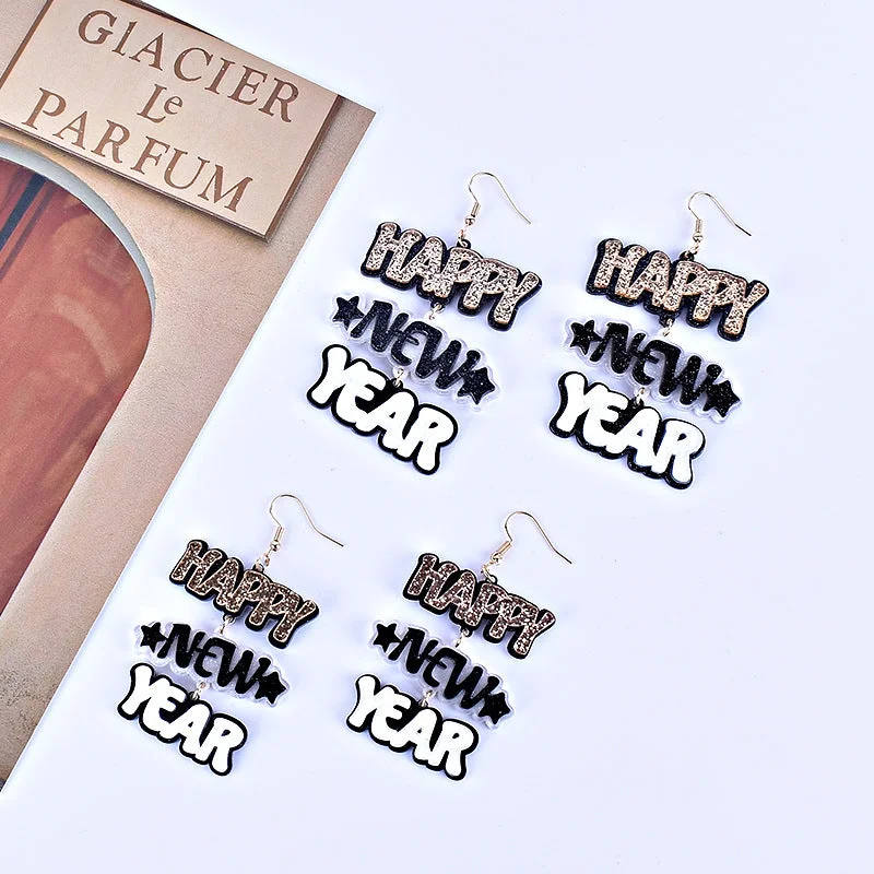 African Drop Earrings with Culture -Wholesale HAPPY NEW YEAR Acrylic Earrings