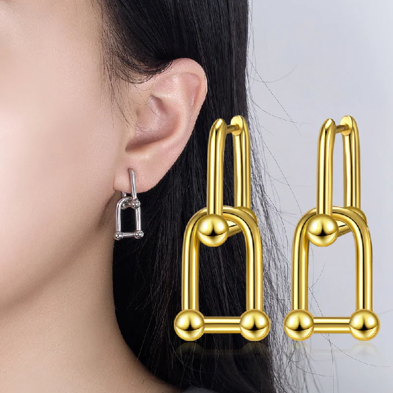 Drop Earrings for Yoga Session -Wholesale Horseshoe Earrings Colorful Gold Earrings One Pair of Earrings