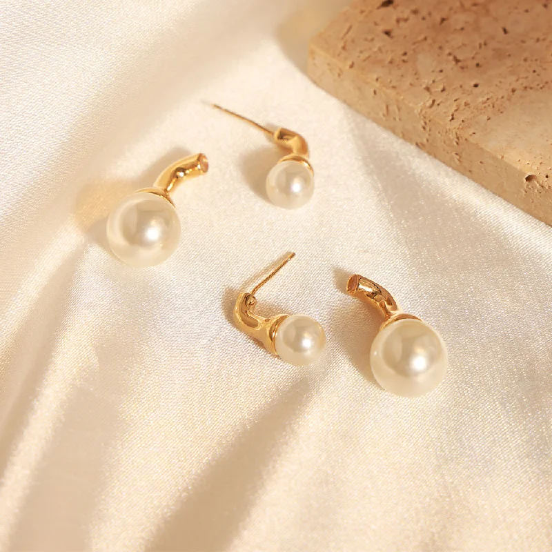 Pearl Drop Earrings for Elegance -Wholesale Light Luxury Style Copper Imitation Pearl Earrings