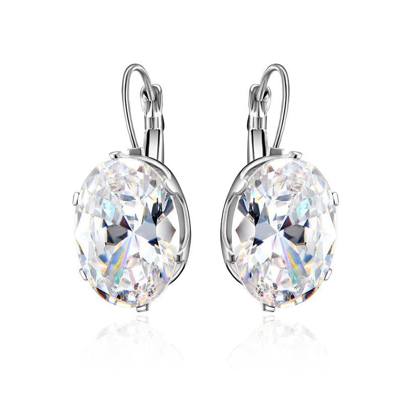 Studded Drop Earrings with Gemstones -Wholesale Micropaved Square Diamond Zirconia Earrings