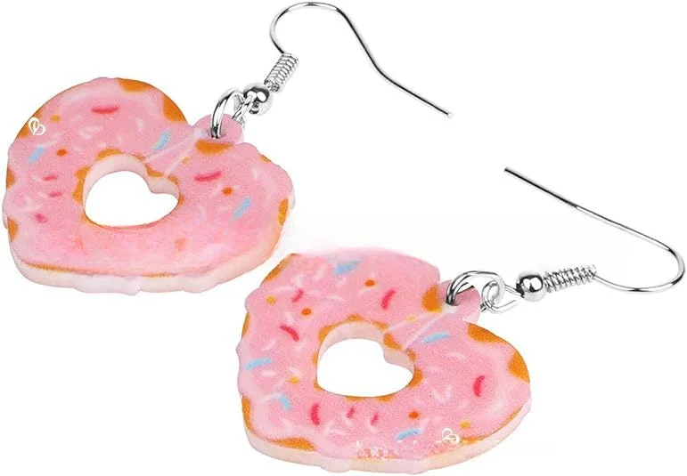 Drop Earrings for Wedding Ceremony -Wholesale Valentine's Day Acrylic  Heart Donut Earrings