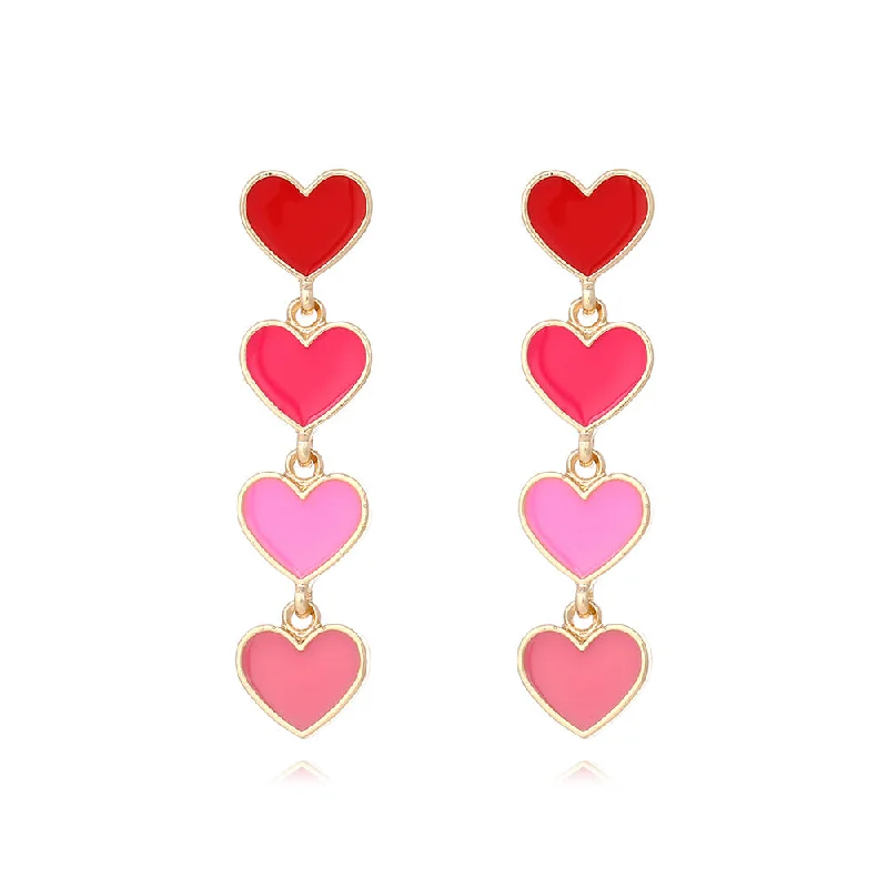 Drop Earrings with Symbolic Elements -Wholesale Valentine's Day Heart Gradual Pink Alloy Earrings