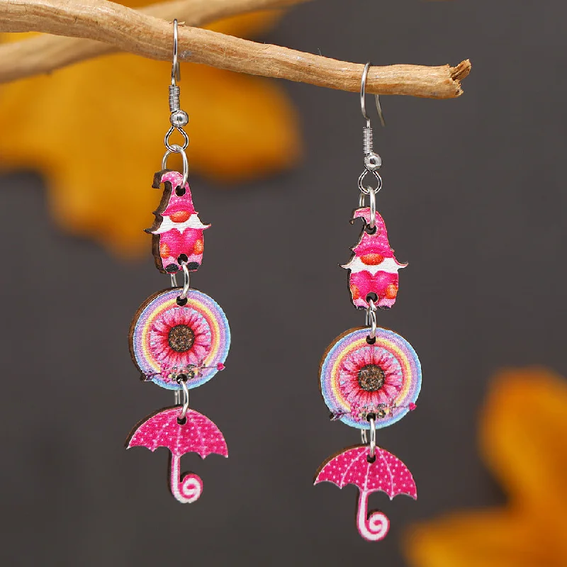 Gemstone and Diamond Drop Earrings for Opulence -Wholesale Valentine's Day Printed Umbrella Arrow Target Wooden Earrings