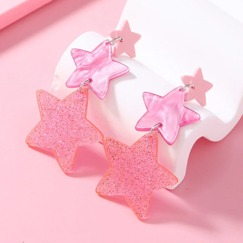 Minimalist Drop Earrings with Simplicity -Wholesale Y2K Five Pointed Star Acrylic Earrings