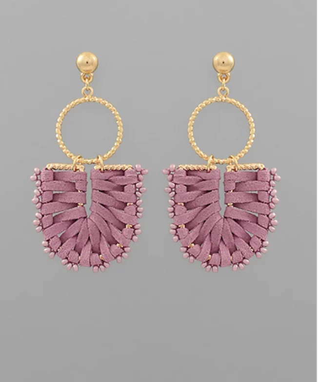 Diamond Drop Earrings for Luxury -Wrapped For Fall Purple Earrings