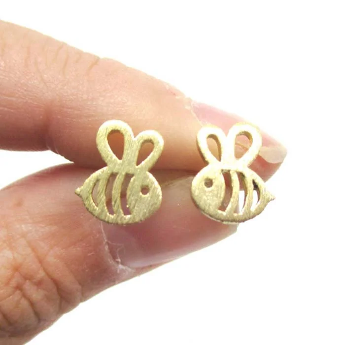 Drop Earrings with Leaf Motifs -Bee Insect Shaped Stud Earrings