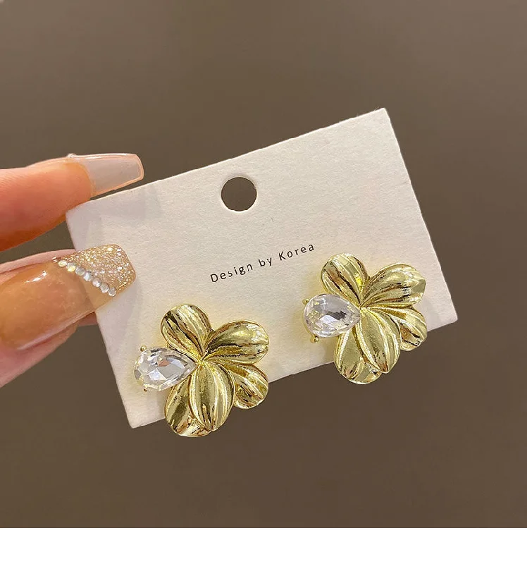 Long Drop Earrings for Dramatic -Big Flower Stud Earrings