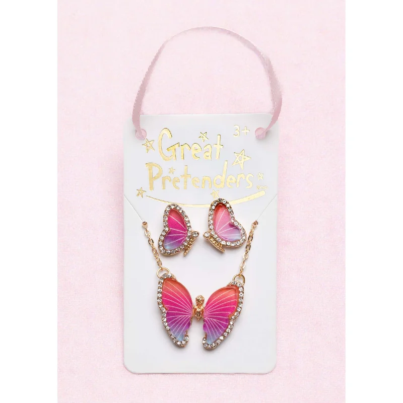 Heavy Duty Drop Earrings for Durability -Boutique Butterfly Necklace and Earrings for kids , 1 Count